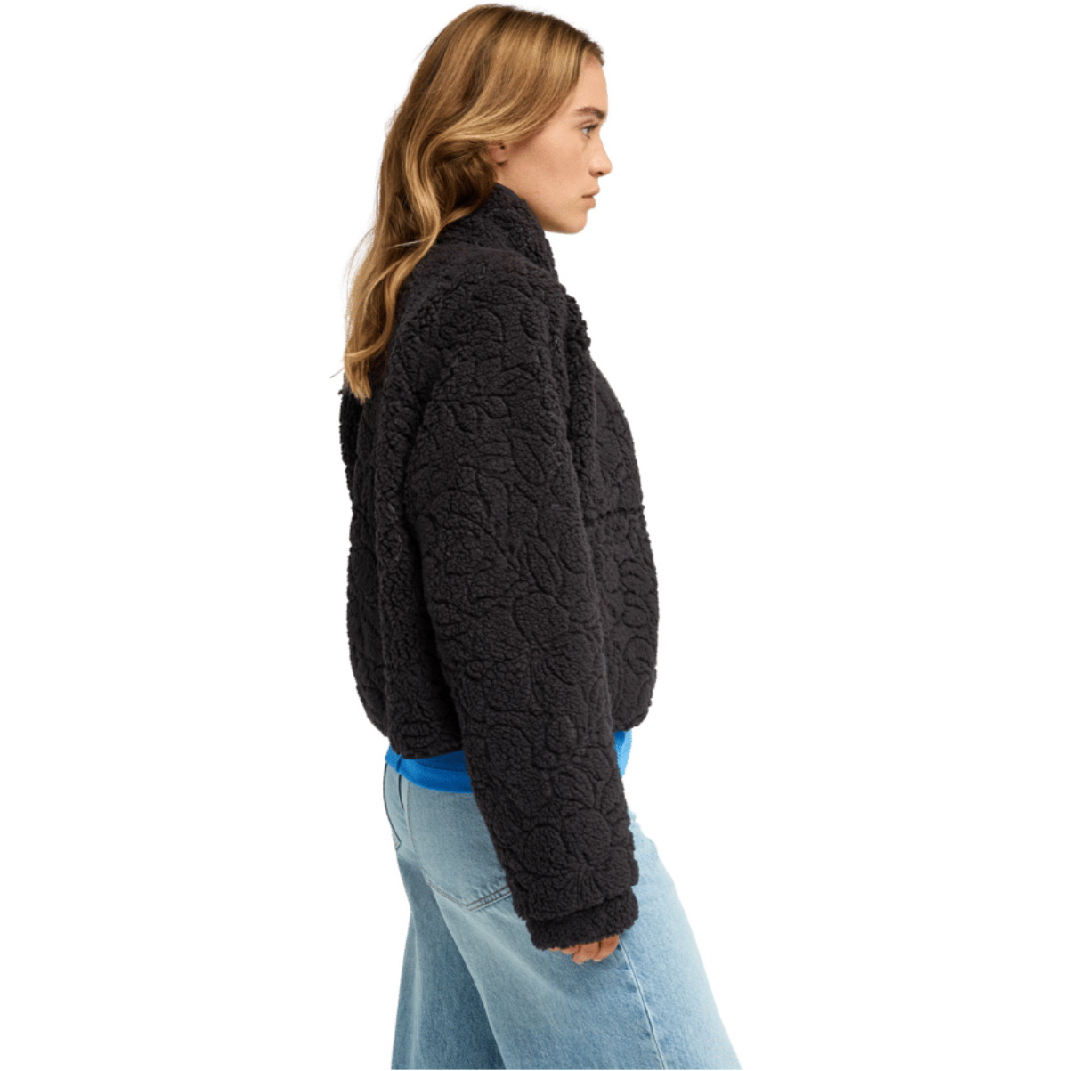 2026 Roxy Womens Blurry Cloud Full Zip Relaxed Fleece  ERJPF03212 - Anthracite Outline Mo